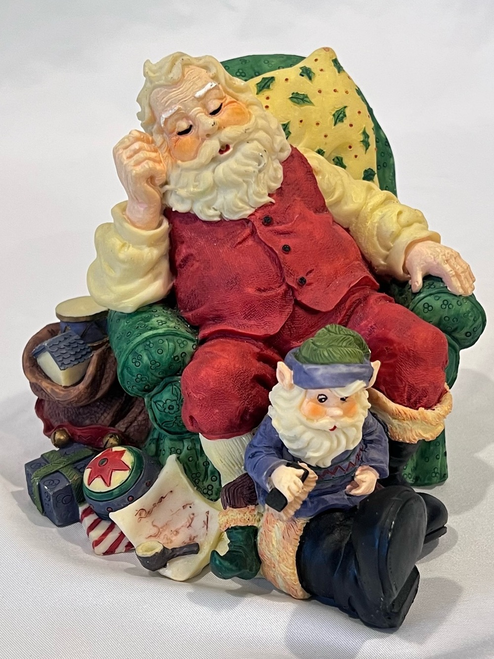 Vintage Santa Green Chair Christmas Figurine Elf Gifts 1990s Walmart